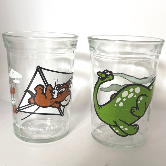 Anchor Glass Other - VTG Anchor Glass Welch's Tom & Jerry Glass Dino‎ Jerry Mouse 1990 Set
